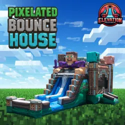 Pixelated Bounce House with Slide (Water/Dry)