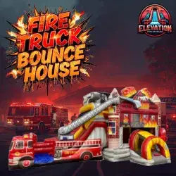 Fire Truck Bounce House with Slide (Water or Dry)